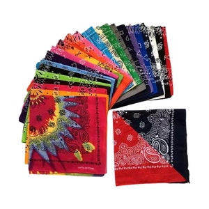 Two Tone 6 Pack Bandanas | Paisley Print | All over print | Wristband | Head Wrap | Snood | Summer | Multicolour | Scarf