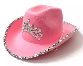 Pink Cowgirl Hat | Wide Brim | Fedora | Cowboy Hat | Western Style | Stag | Hen | Cosplay | Party Hat | For Women/ Girls