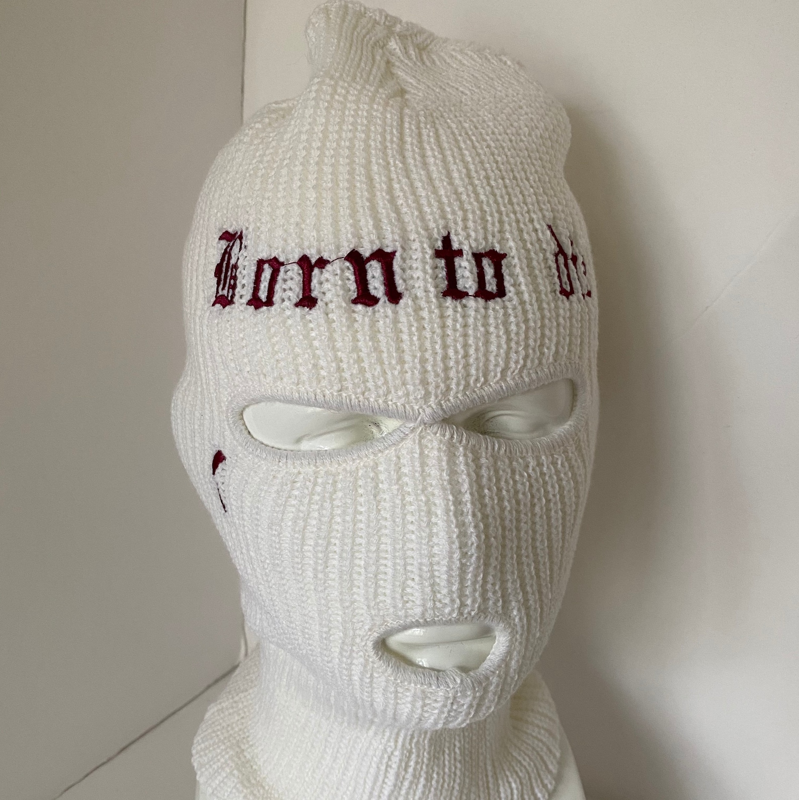 Embroidered 3 Hole Ski Mask Knitted Balaclava Snood Etsy
