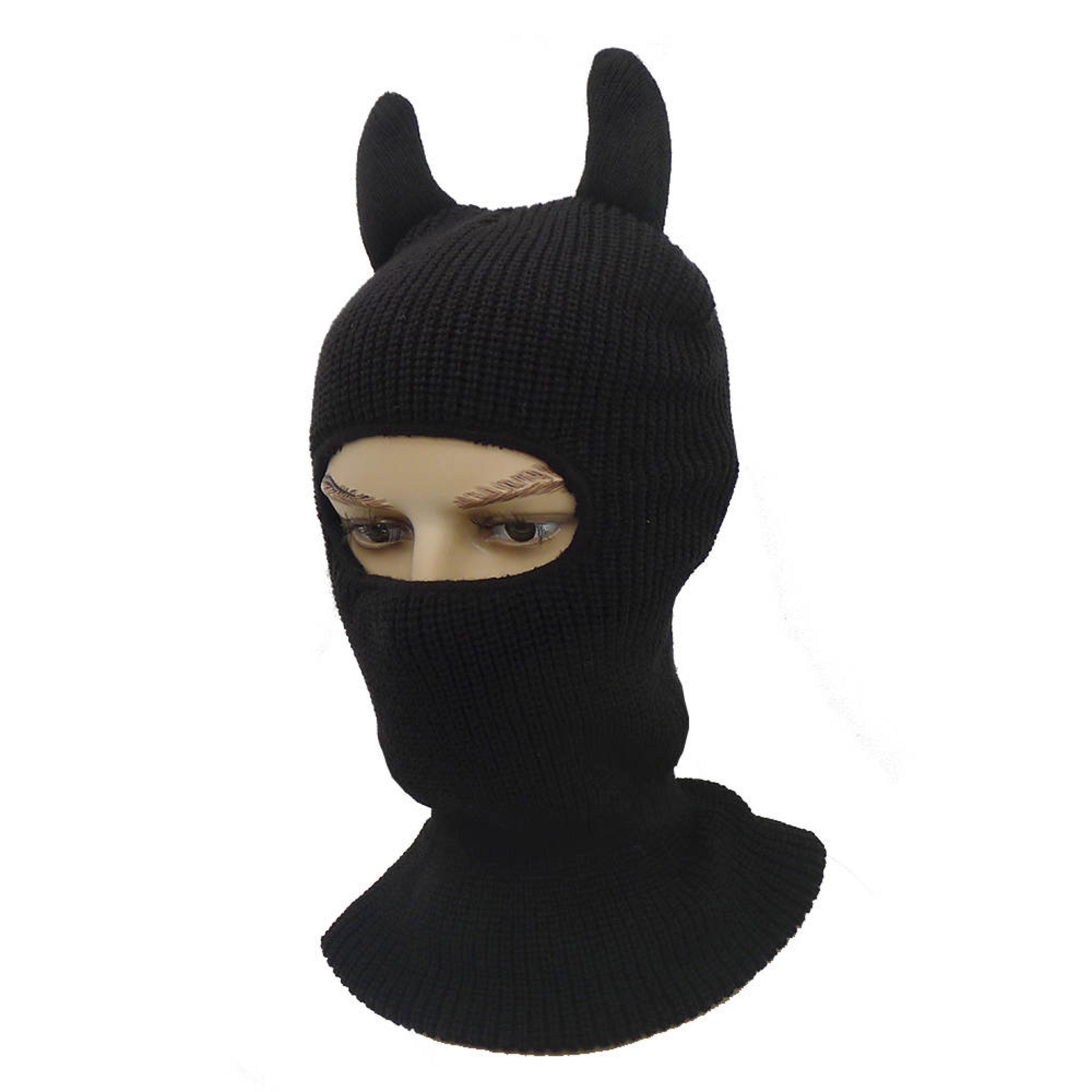 Devil Horns Hole Ski Mask Knitted Balaclava Snood Wooly Etsy Australia