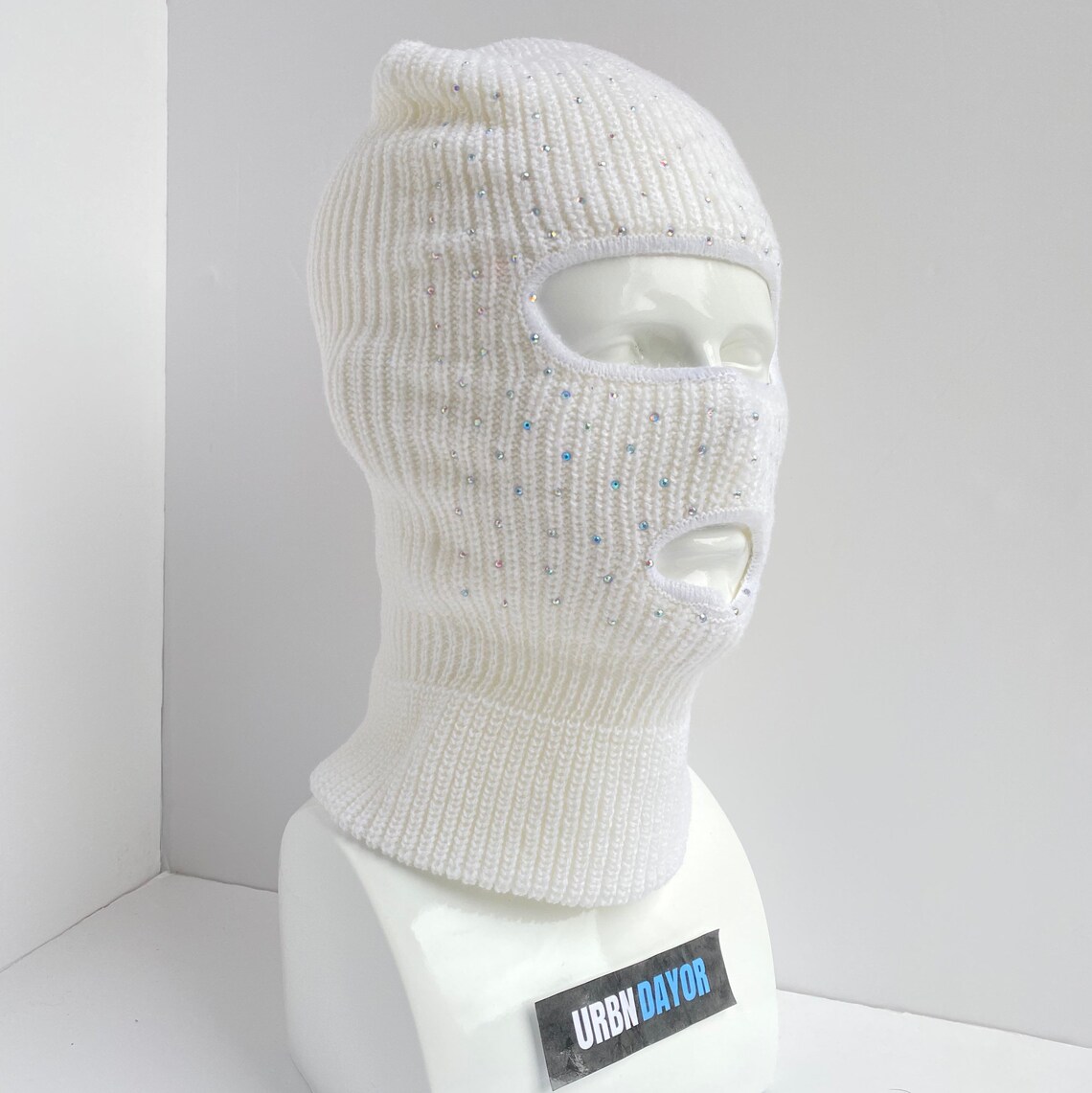 Rhinestone Ski Mask Knitted Balaclava Snood Wooly Hat Etsy UK