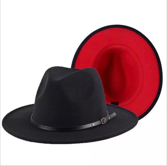 Red Bottom Fedora Hat Buckle Felt Hat 