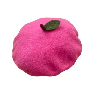 Pink Raspberry Beret Hat | Basque Beret Hat | Kawaii hat | Bonnet Hat | Wool | French Hat | Winter Hat | Autumn | Fruit |