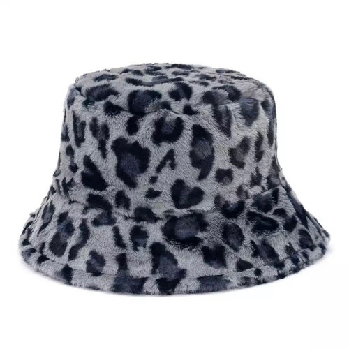 leopard print fuzzy bucket hat