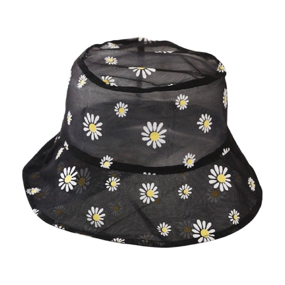 Daisy Mesh Bucket Hat Floral Print Flowers Fishermans Hat Panama