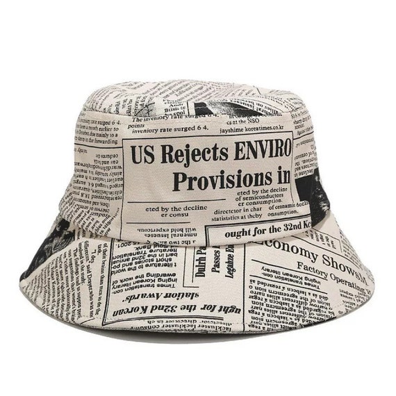 Sombrero de cubo de periódico / Impresión de / - Etsy España