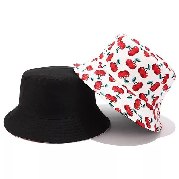 White Cherry Reversible Bucket Hat 