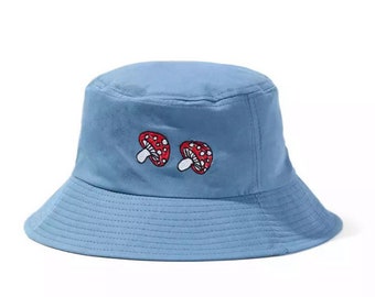 Mushroom Bucket Hat Blue Sky Fishermans 
