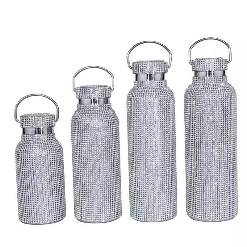 Stylish Rhinestone Refillable Reusable Stainless Steel Water