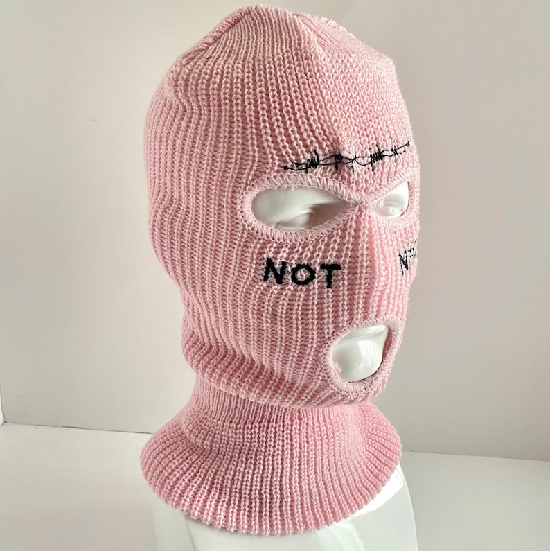 Embroidered 3 Hole Ski Mask Knitted Balaclava Snood Etsy
