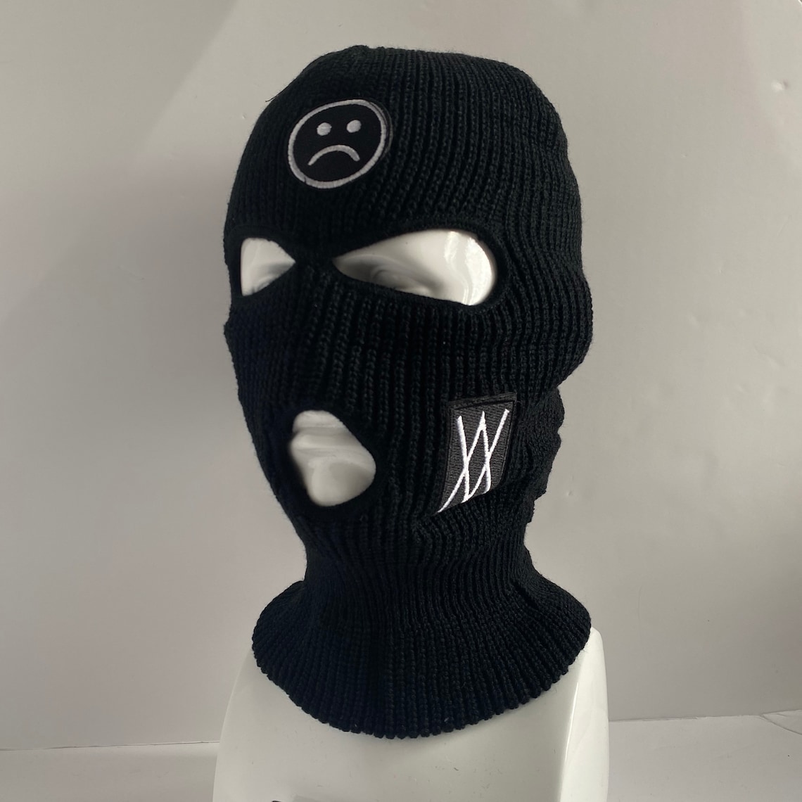 Embroidered 3 Hole Ski Mask Knitted Balaclava Snood Etsy