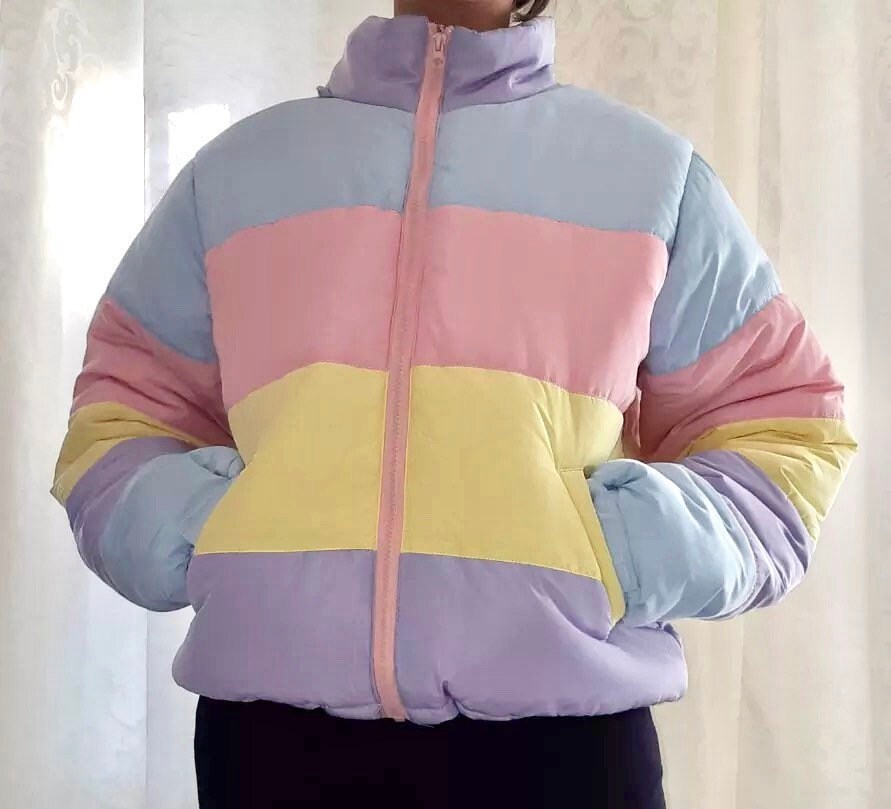 Multicolour Rainbow Pastel Bubble Coat 