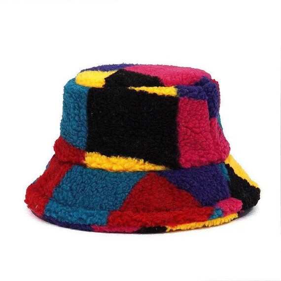 Colourblock Faux Sherpa Bucket Hat 