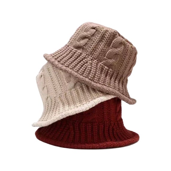 Cable Knit Ribbed Bucket Hat Braid 