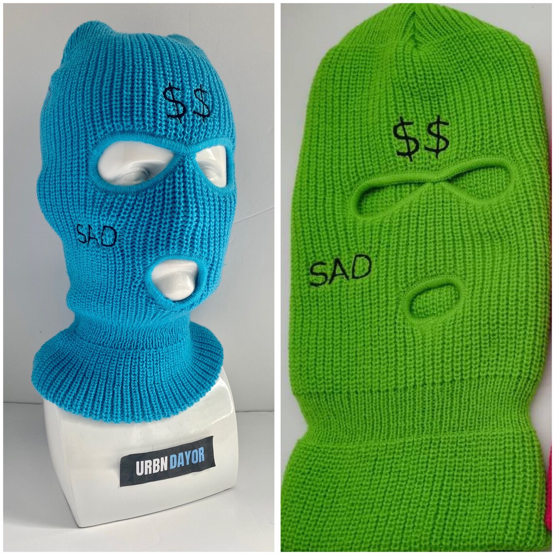 Embroidered 3 Hole Ski Mask Knitted Balaclava Snood Etsy