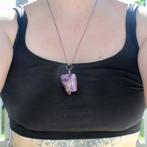 Amethyst Wire Wrapped Crystal Pendant Necklace