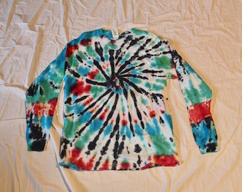 Long Sleeve Tie Dye T Shirt Unisex Womens Mens Medium M