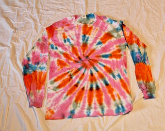 Long Sleeve Tie Dye T Shirt Unisex Womens Mens Medium M