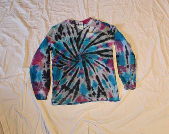 Long Sleeve Tie Dye T Shirt Unisex Womens Mens Small S