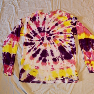 Long Sleeve Tie Dye T Shirt Unisex Womens Mens Small S