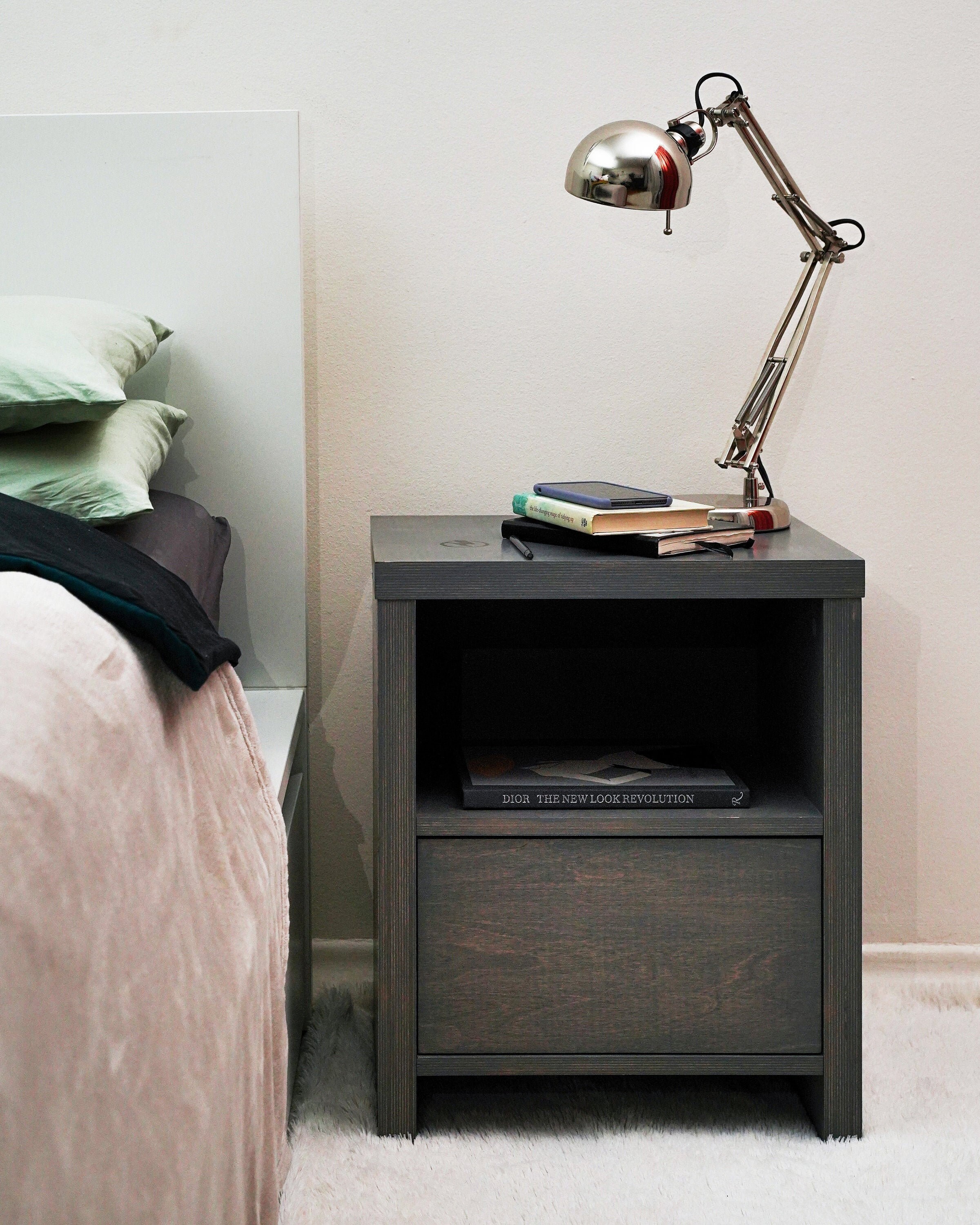 Minimalist Nightstand with built in Wireless charger Bedside Etsy