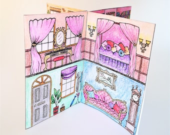 Livre pliant miniature pour maison de poupée de style victorien