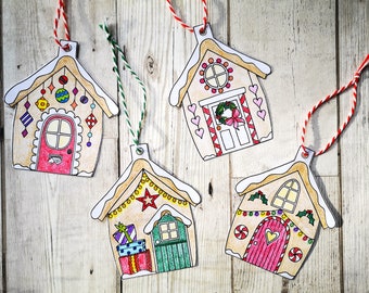 Gingerbread house / Christmas house ornaments / gift tags to print and color!