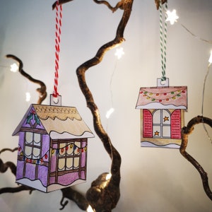 Christmas house baubles / ornaments to print and color!