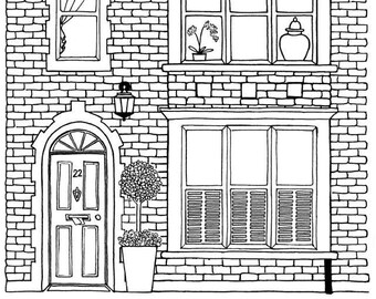 House Interior Colouring Page No 24 Line Drawing Download Etsy