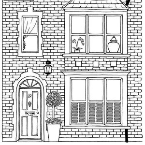 House colouring page no.22 Victorian terrace house line | Etsy