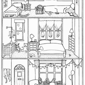 BUNDLE of 4 colouring pages house interiors instant download, print, colour and play image 5