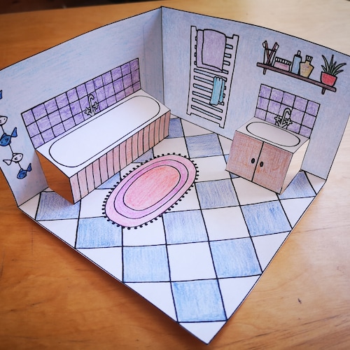 Pop-up Paper Dolls House Bedroom Printable Colour Cut Fold - Etsy