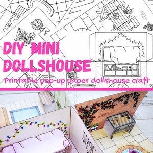 Printable Mini Paper DOLLSHOUSE - Bundle of 6 Pop-up Rooms to Color and ...