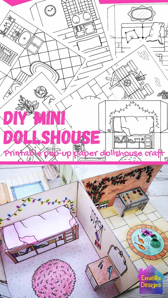 Printable Pop-up Papercraft Dollhouse  Paper doll house, Paper crafts,  Paper house printable
