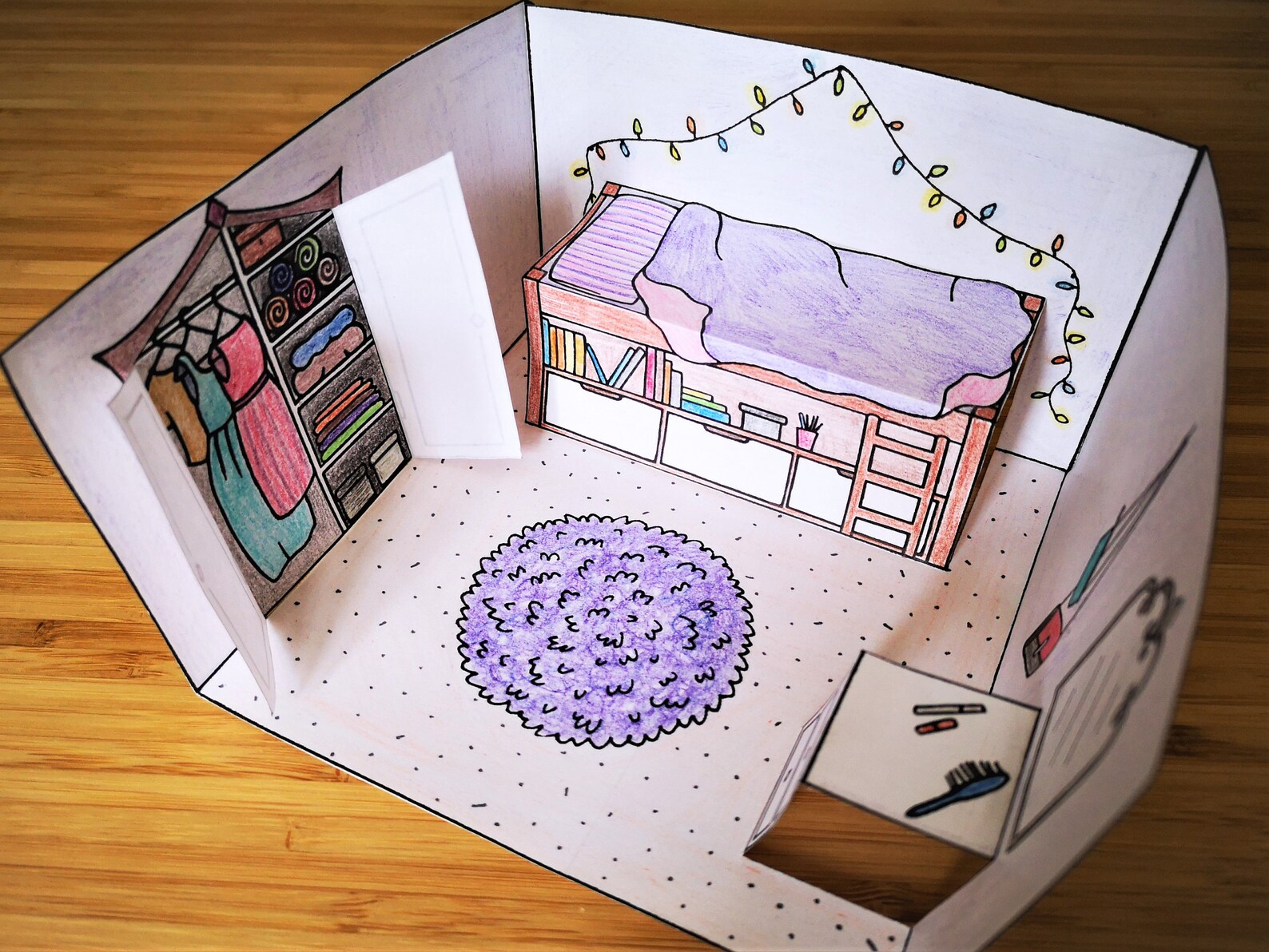 Pop-up Paper Dolls House Bedroom Printable Colour Cut Fold - Etsy UK