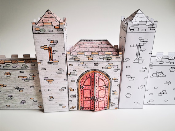 Modello di castello di carta da colorare tagliare e piegare Etsy Italia Modello di castello di carta da colorare tagliare e piegare Etsy Italia