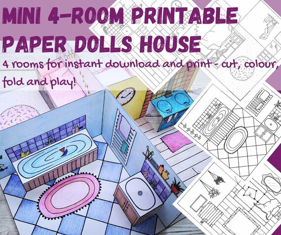 Pop-up Paper Dolls House Diorama Study/office Printable Kids