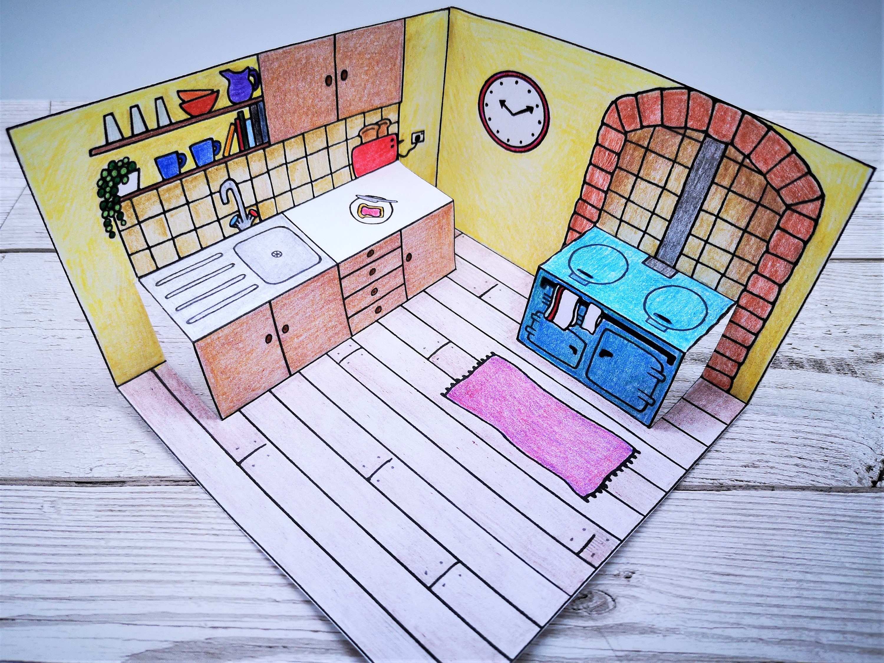 Printable Pop-up Papercraft Dollhouse  Paper doll house, Paper crafts,  Paper house printable