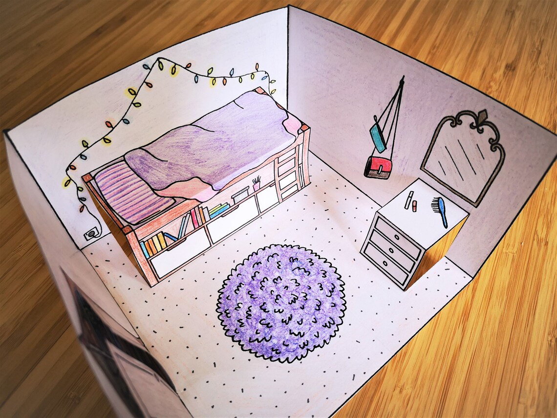 Pop-up Paper Dolls House Bedroom Printable Colour Cut Fold - Etsy