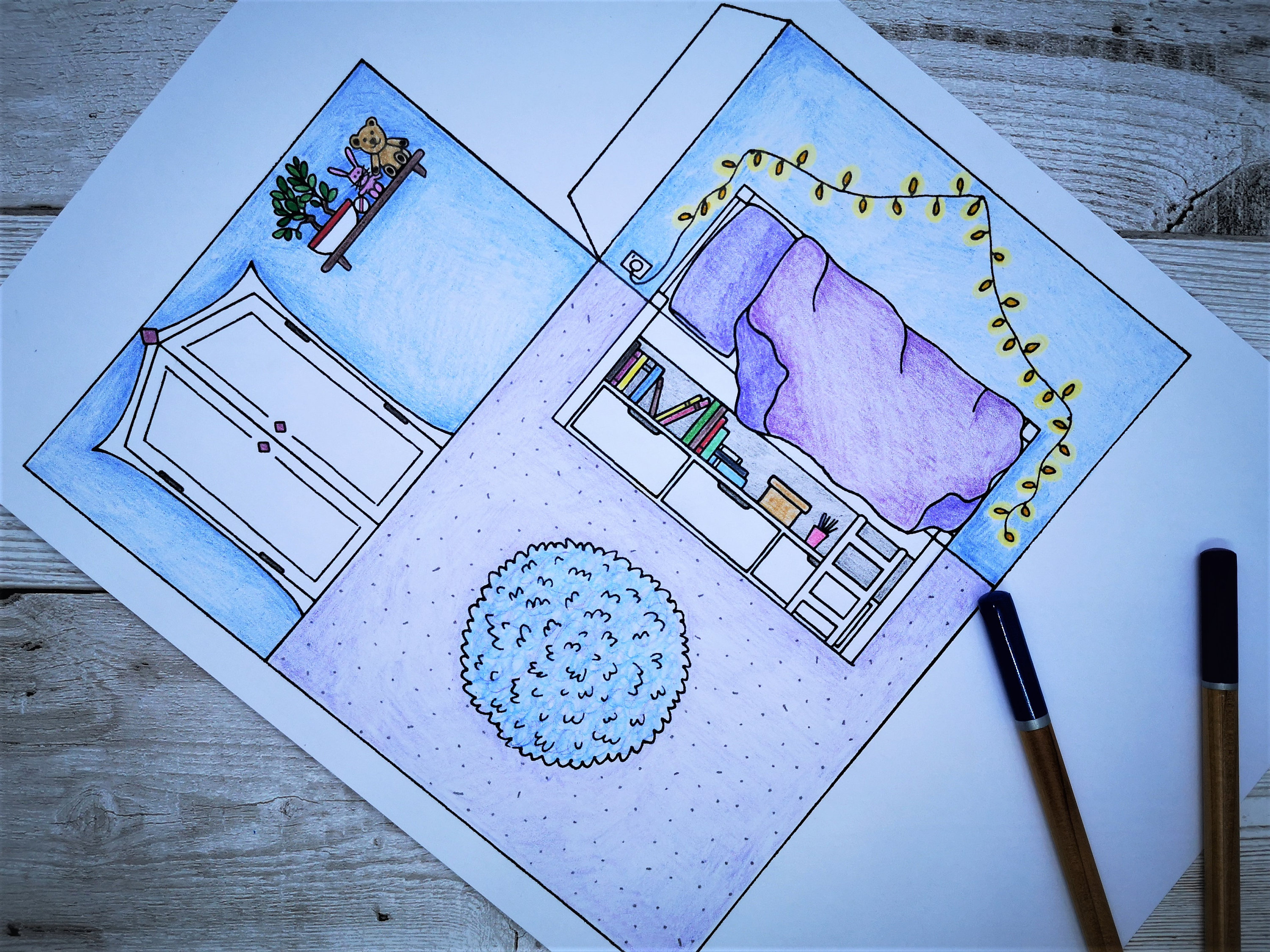 Pop-up Paper Dolls House Diorama Bedroom Printable Craft - With Bed and ...
