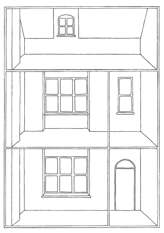 Interior House Template for Drawing or Collage Craft | Etsy UK