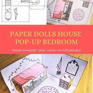 Pop-up Paper Dolls House Bedroom Printable With Dresser and | Etsy