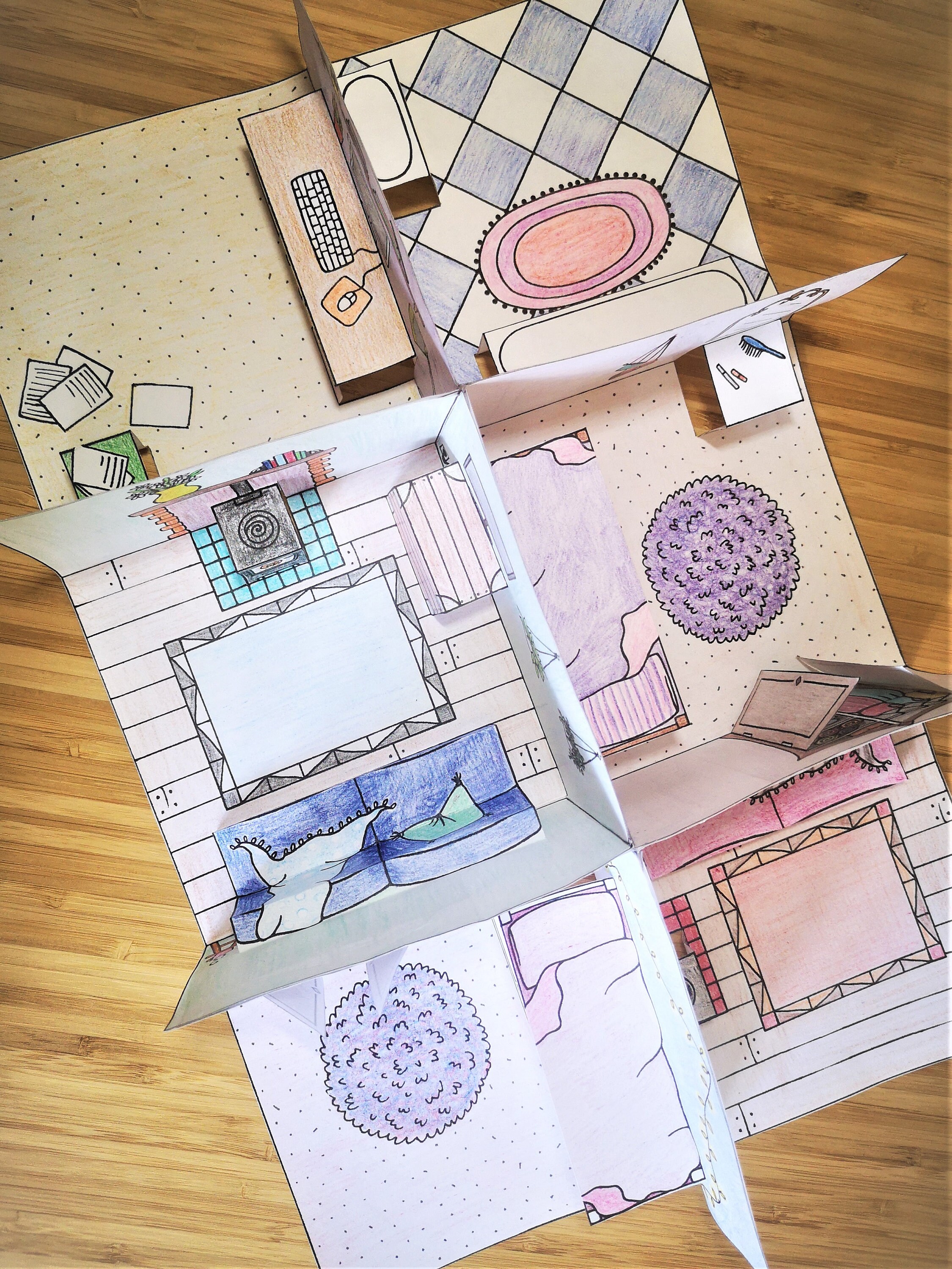 Pop-up Paper Dolls House Bedroom Printable Colour Cut Fold - Etsy