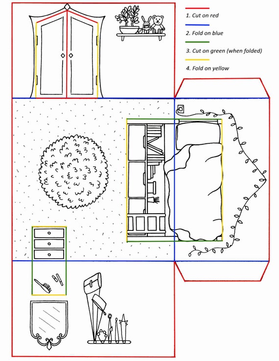 Miniature Pop-Up Folding Paper Doll House [ACB 213]