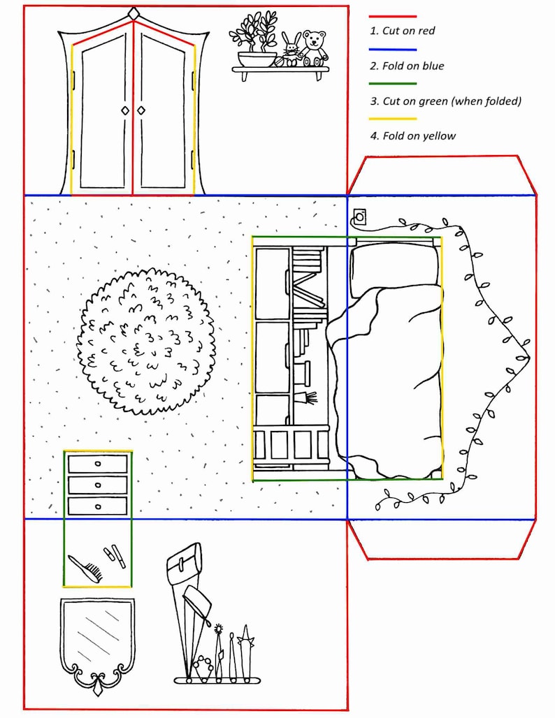 Printable paper doll house bedroom assembly instructions