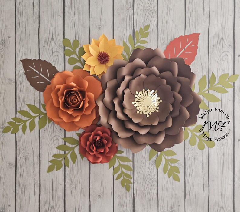 SUPER Sale Fall Paper Flowers Set Wall Decor Fallinspired Floral Wall