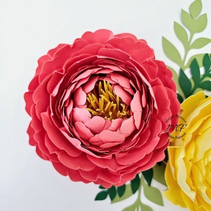 SUPER verkoop pioenroos sjabloon papieren bloem SVG-tutorial | Papieren bloemenboeket | Papieren bloemen evenement en woondecoratie | Twee afwerkingen inbegrepen