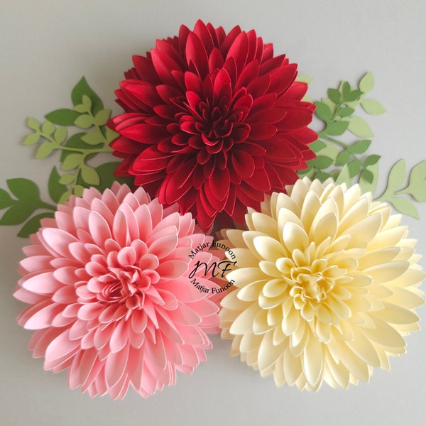 SUPER verkoop mini sjabloon papieren bloem Dahlia SVG | Bloemenschaduwdoos | Kinderkamerdecoratie | Papieren bloemen evenement decor | Papieren bloemen wanddecoratie