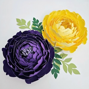 SUPER verkoop pioenroos sjabloon papieren bloem SVG-tutorial | Papieren bloemenboeket | Papieren bloemen evenement en woondecoratie | Twee afwerkingen inbegrepen