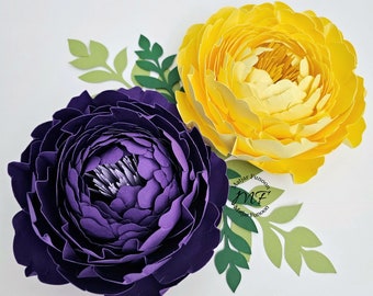 SUPER Sale Peony Template Paper Flower SVG Tutorial | Paper Flowers Bouquet | Paper Flowers Event and Home Decor | Two Finishes Included